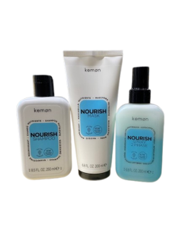 Kemon care nourish pack reparador champú mascarilla y bifásico